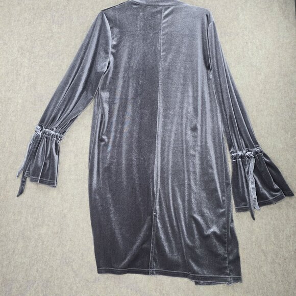 Simple By Suzanne Betro Womens Velvet Gray Drape Open Front Cardigan Coat Size L - Picture 2 of 7
